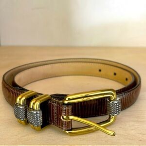Ladies Brighton 32ML EUC brown reptile belt